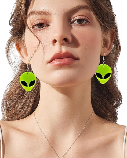 Intruder Alert Neon Alien Earrings