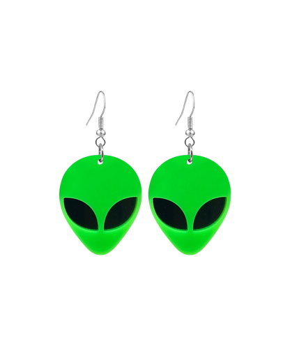 Intruder Alert Neon Alien Earrings