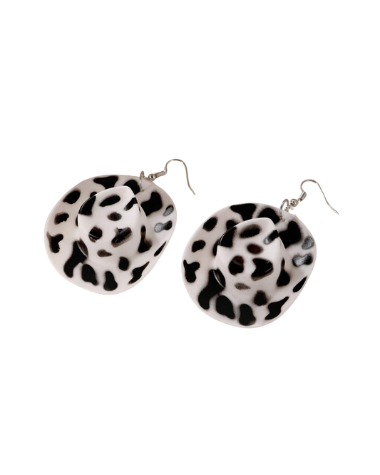 Black-White Boogie Bling Cowboy Earrings