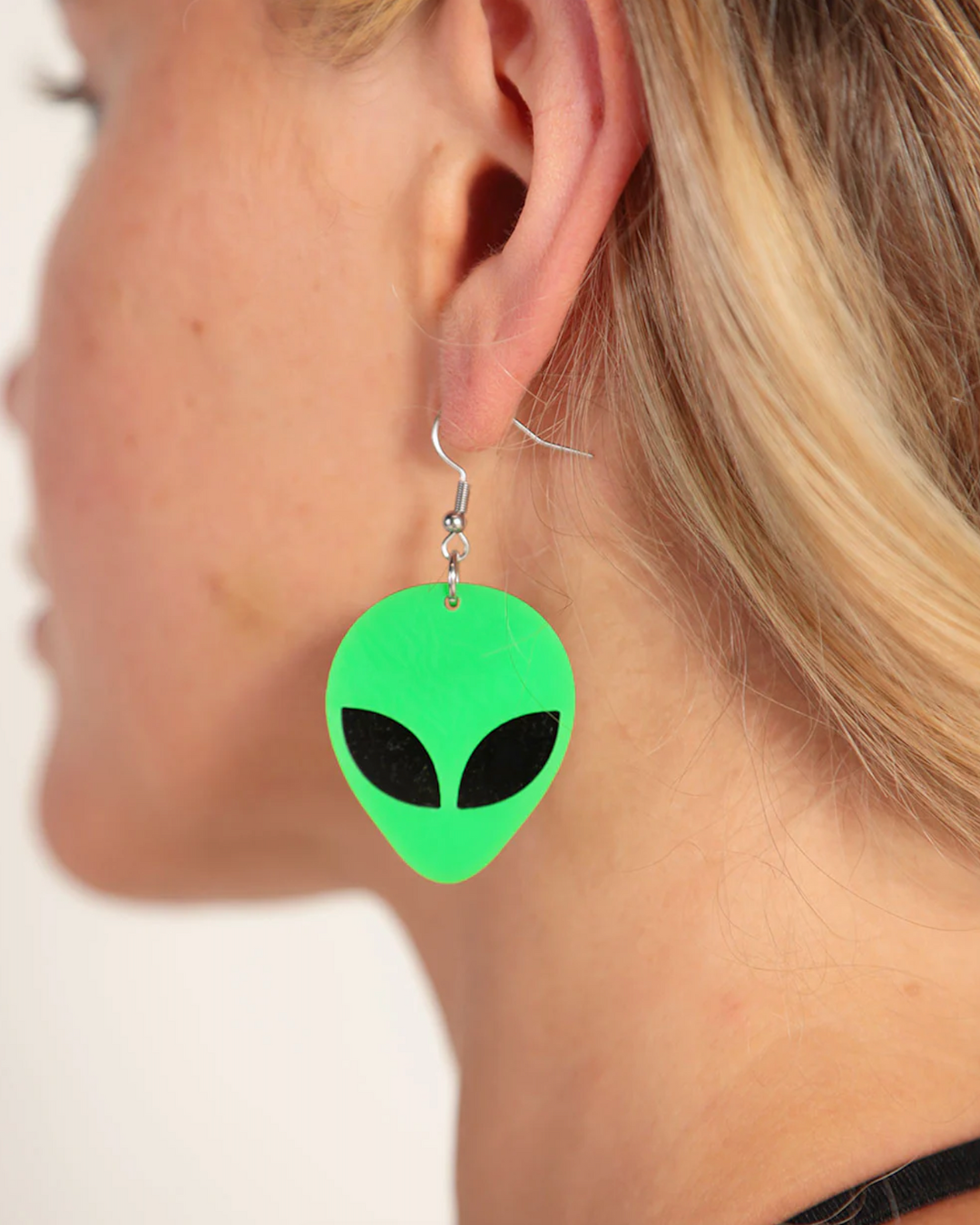 Intruder Alert Neon Alien Earrings