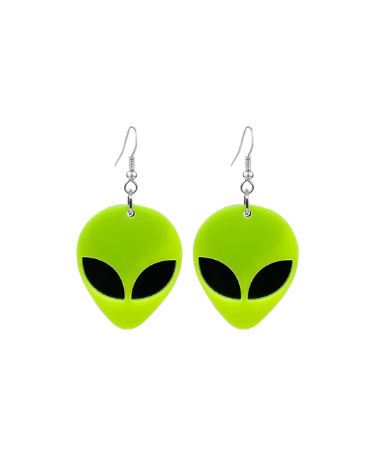 Intruder Alert Neon Alien Earrings