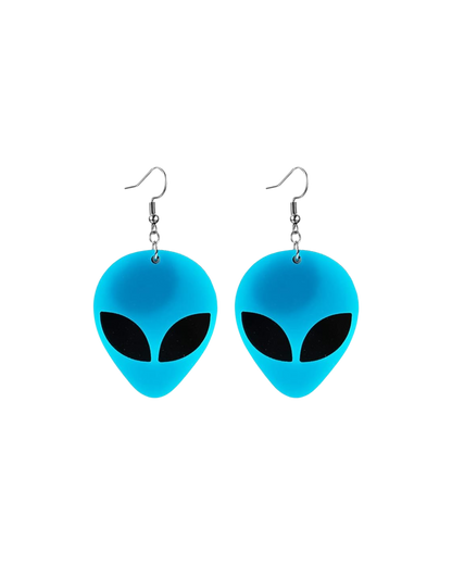 Intruder Alert Neon Alien Earrings