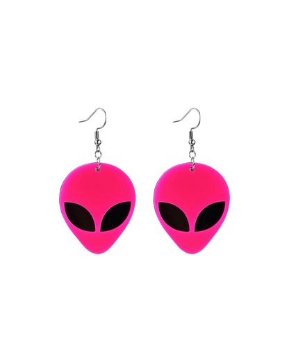 Intruder Alert Neon Alien Earrings