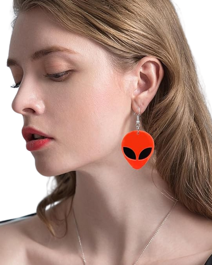 Intruder Alert Neon Alien Earrings