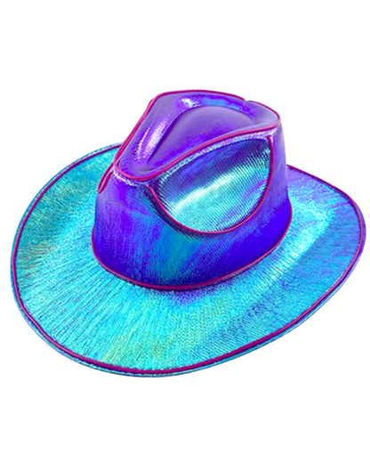 Neon Holo Cowboy Hat - LED Light-Up Magic