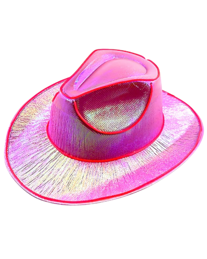 Neon Holo Cowboy Hat - LED Light-Up Magic