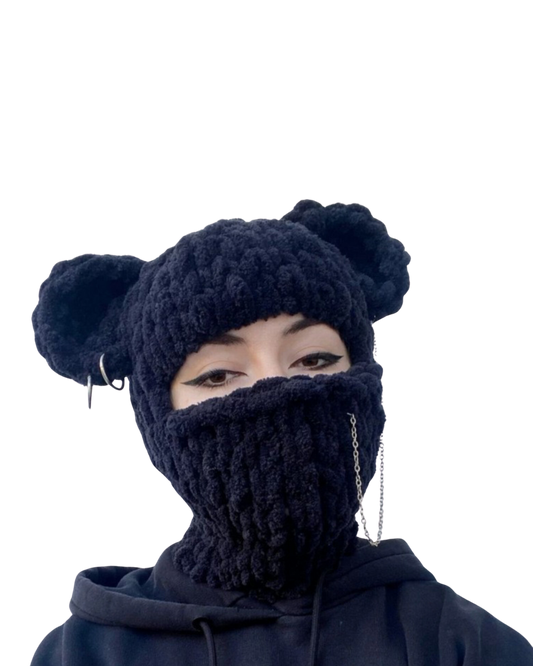 Stealthy Bear-Ear Knit Mask