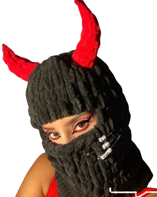 Edgy Red Horn Balaclava